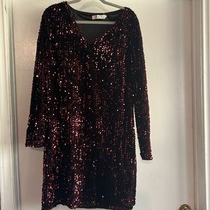 Sequin Dress Black with Red Sequin